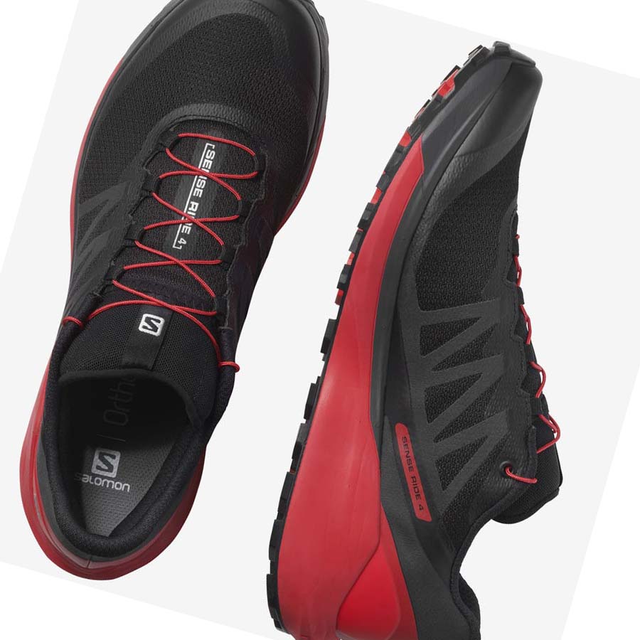 Salomon SENSE RIDE 4 Trail Futócipő Férfi Fekete Piros | HU 2133VRW